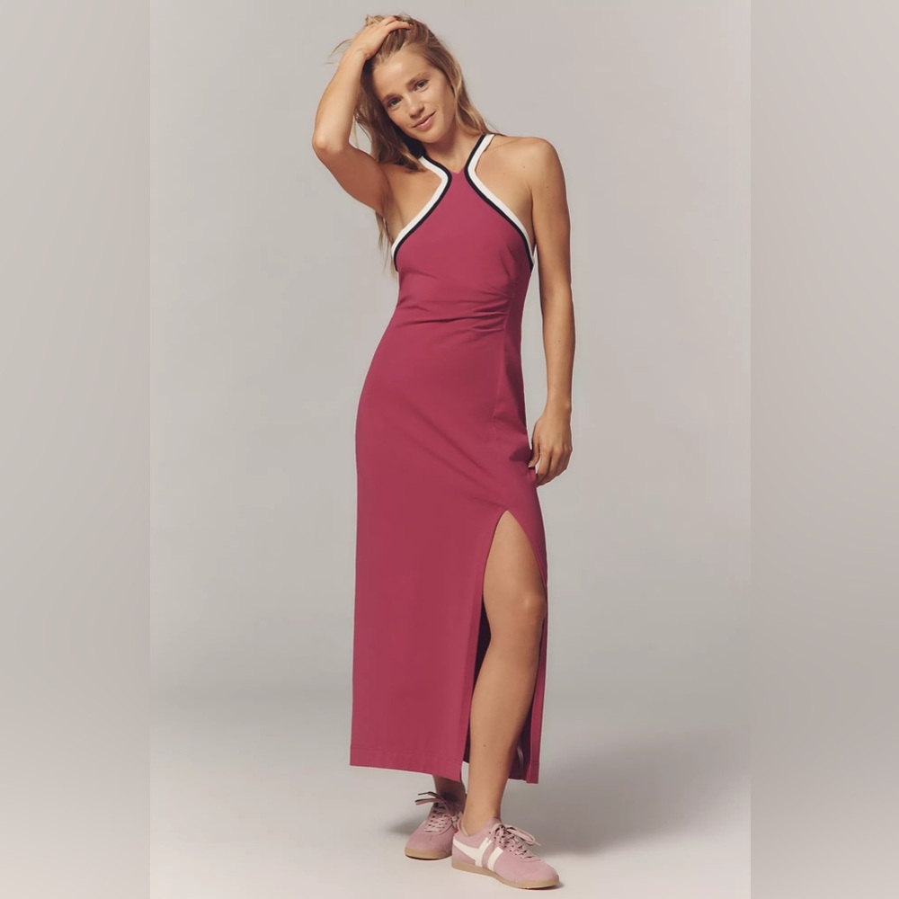 ANTHROPOLOGIE Daily Practice Halter Side-Slit Maxi Dress NWT Size Large